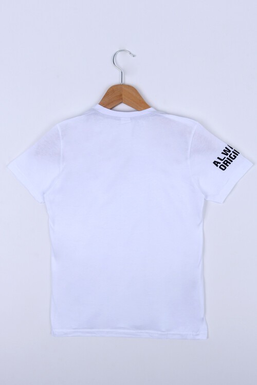 Erkek Çocuk Beyaz Always Yazı Baskı 8-13 Yaş T-Shirt 4136-3