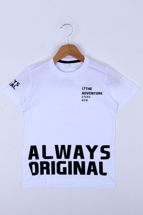 Erkek Çocuk Beyaz Always Yazı Baskı 8-13 Yaş T-Shirt 4136-3