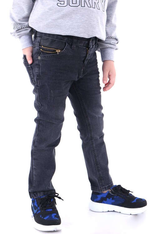 Erkek Çocuk Koyu Gri Yıpratmalı 2-7 Yaş Jean Pantolon 361