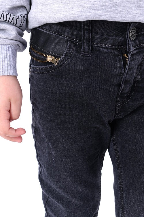 Erkek Çocuk Koyu Gri Yıpratmalı 2-7 Yaş Jean Pantolon 361