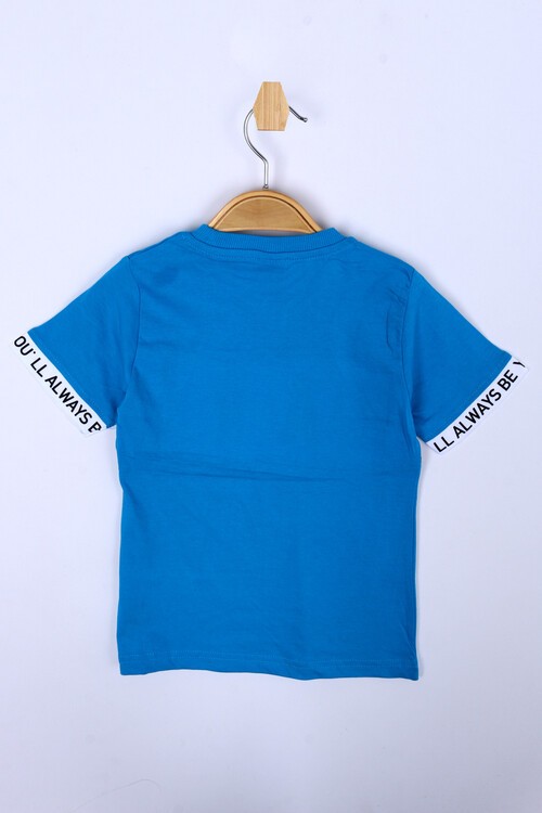 Erkek Çocuk Mavi Hard Yazı Baskı 3-9 Yaş T-Shirt 6211-1
