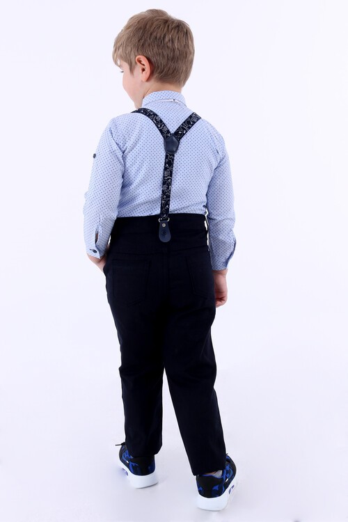 Erkek Çocuk Mavi Oxford Gömlekli 1-8 Yaş Papyonlu Takım 6217