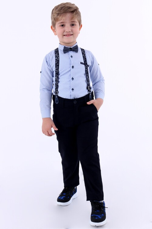 Erkek Çocuk Mavi Oxford Gömlekli 18 Yaş Papyonlu Takım 6217