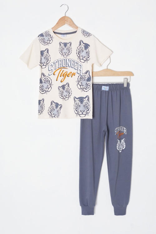 Antrasit Stronger Kaplan Baskılı Erkek Çocuk Yazlık Takım 18023