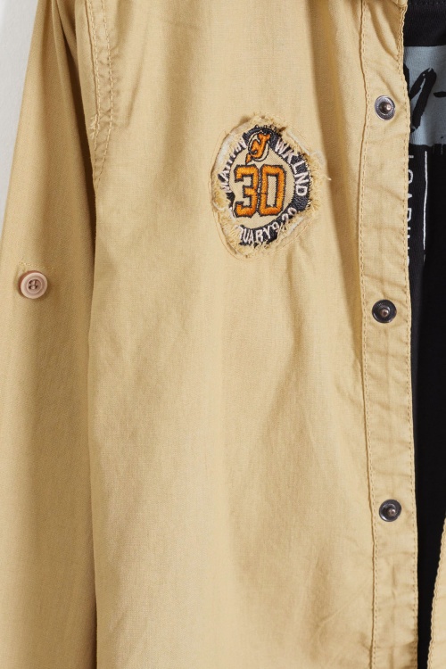 Bej Armalı Yazı Baskılı Tişörtlü Gömlek 18495