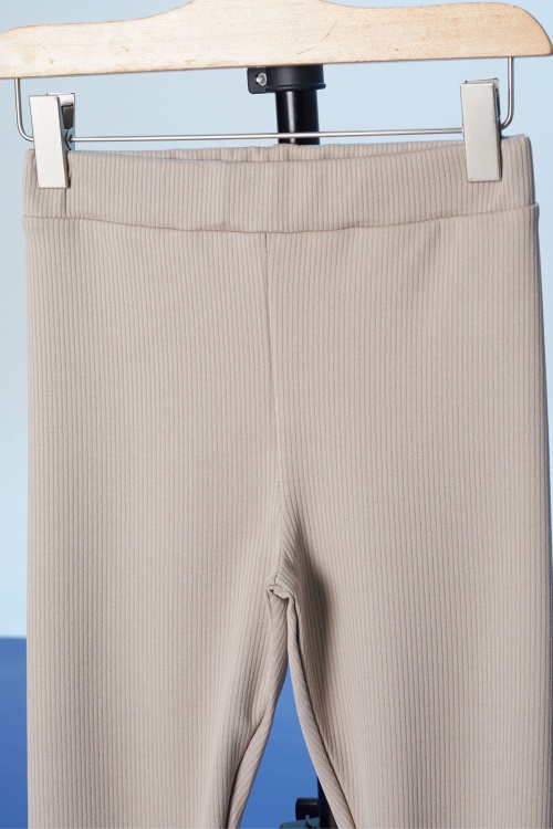 Bej Fitilli Lastikli Bel Kız Çocuk Düz Tayt 18294