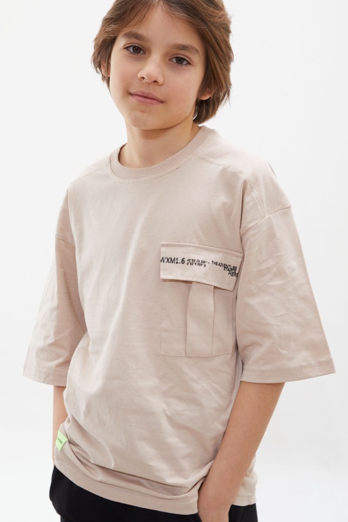 Bej Göğüs Cep Detaylı Erkek Çocuk Kaprili Takım 18078