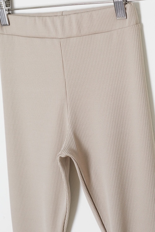 Bej Papatya Nakışlı Fitilli Kız Çocuk Yırtmaçlı Tayt 18144