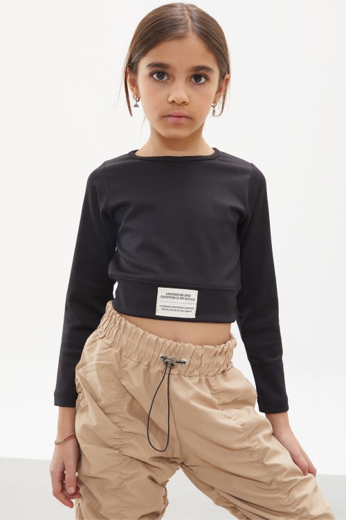 Bej Şerit Dikişli Kız Paraşüt Pantolon 18031