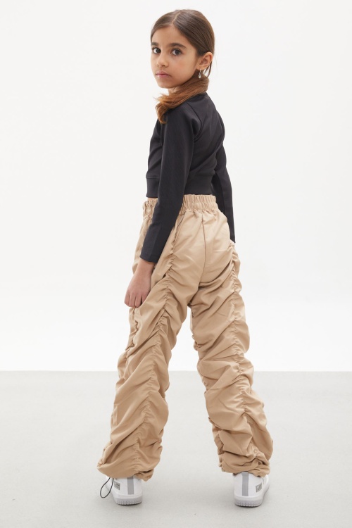 Bej Şerit Dikişli Kız Paraşüt Pantolon 18031