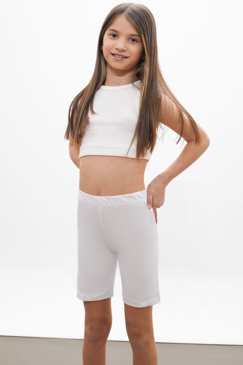 Beyaz Beli Lastikli Kız Çocuk Şort Tayt 18173