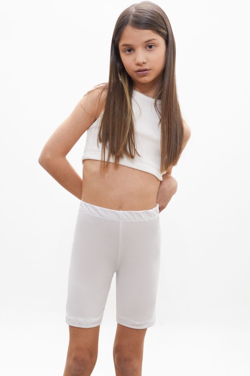 Beyaz Beli Lastikli Kız Çocuk Şort Tayt 18173
