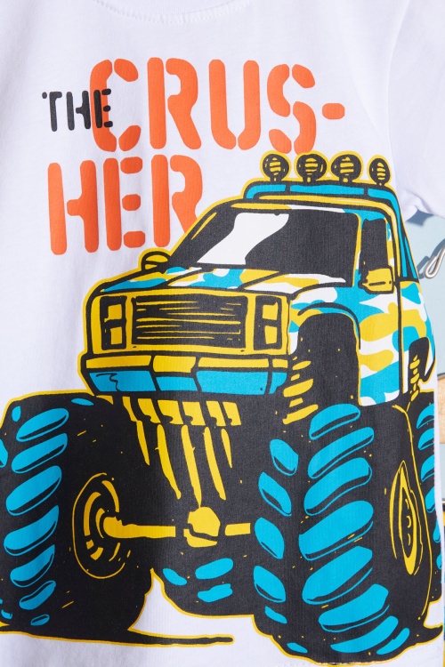 Beyaz Canavar Kamyon Baskılı Erkek Çocuk Şortlu Tişörtlü Takım 18663