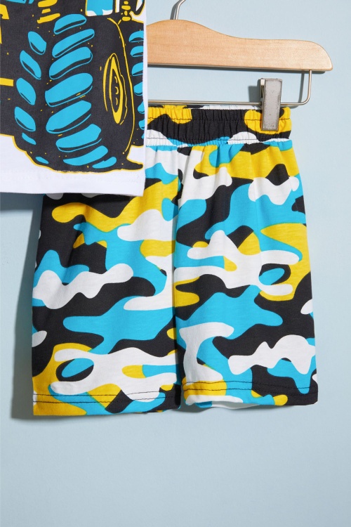 Beyaz Canavar Kamyon Baskılı Erkek Çocuk Şortlu Tişörtlü Takım 18663