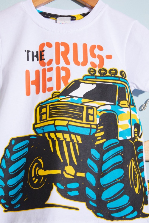 Beyaz Canavar Kamyon Baskılı Erkek Çocuk Şortlu Tişörtlü Takım 18663