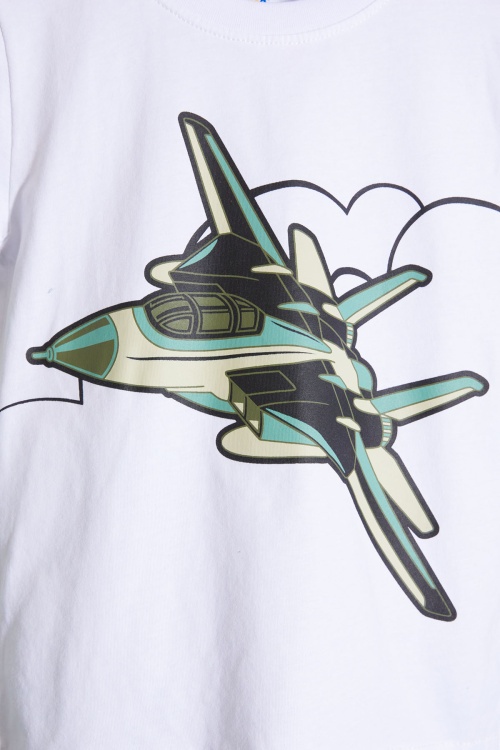 Beyaz Uçak Baskılı Erkek Çocuk Şortlu Tişörtlü Takım 18656