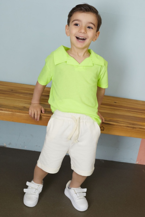 Erkek Bebek Yeşil Polo Yaka Tişörtlü Şortlu Takım 18634