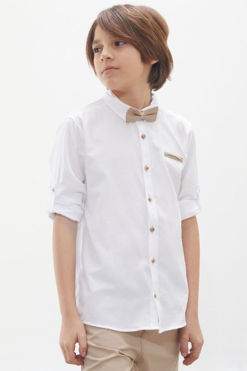 Erkek Çocuk Beyaz Gömlekli Papyonlu Takım Elbise 18127