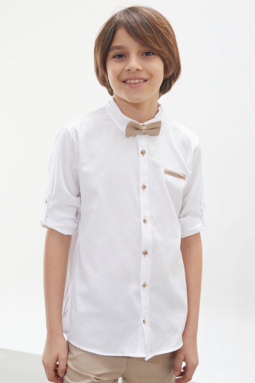 Erkek Çocuk Beyaz Gömlekli Papyonlu Takım Elbise 18127
