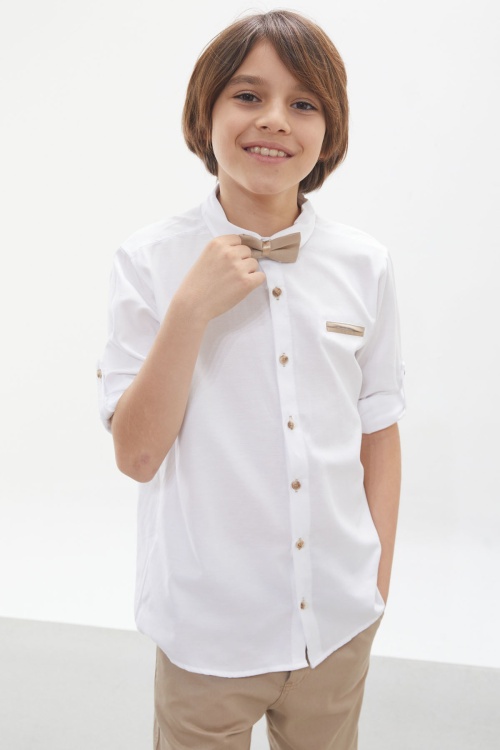 Erkek Çocuk Beyaz Gömlekli Papyonlu Takım Elbise 18127