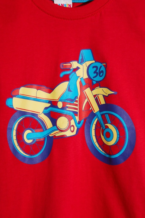 Erkek Çocuk Kırmızı Baskılı Kamuflaj Desenli Şortlu Takım 18667