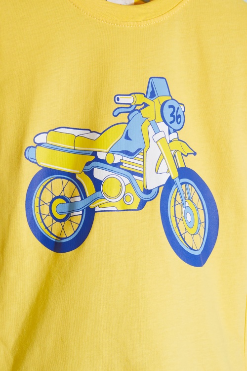 Erkek Çocuk Sarı Baskılı Kamuflaj Desenli Şortlu Takım 18666