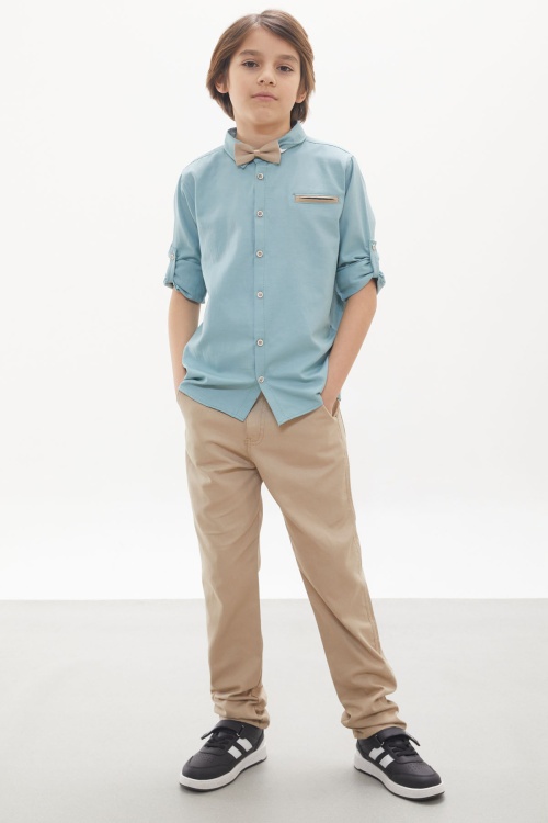 Erkek Çocuk Yeşil Gömlekli Papyonlu Takım Elbise 18133