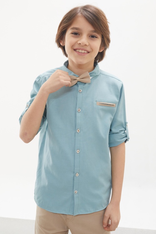 Erkek Çocuk Yeşil Gömlekli Papyonlu Takım Elbise 18133