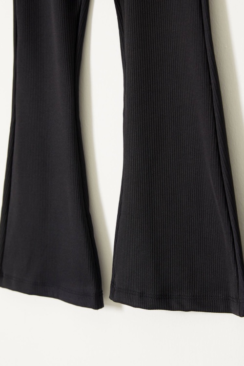 Fitilli İspanyol Paça 2li Kız Çocuk Tayt Siyah-Gri 18124