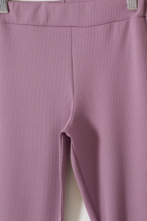 Fitilli İspanyol Paça Kız Çocuk Volanlı 2li Tayt Siyah-Gül Kurusu 18199