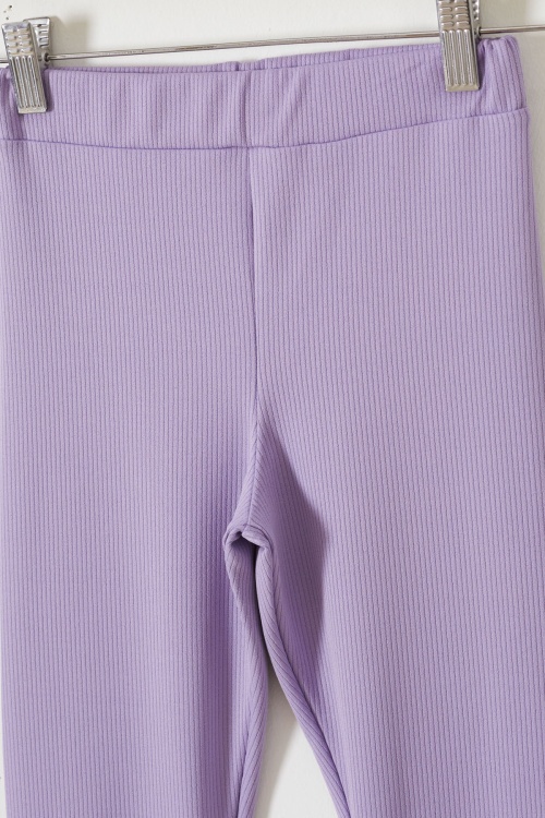 Fitilli İspanyol Paça Kız Çocuk Volanlı 2li Tayt Siyah-Lila 18197