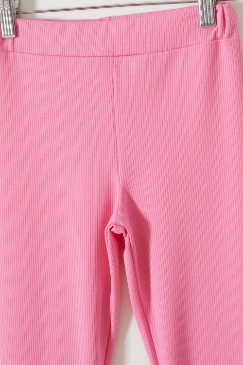 Fitilli İspanyol Paça Kız Çocuk Volanlı 2li Tayt Siyah-Pembe 18195