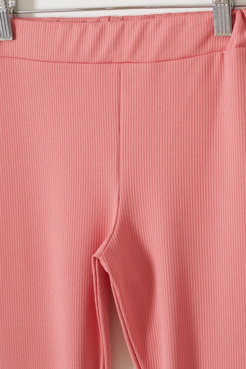 Fitilli İspanyol Paça Kız Çocuk Volanlı 2li Tayt Siyah-Somon 18198