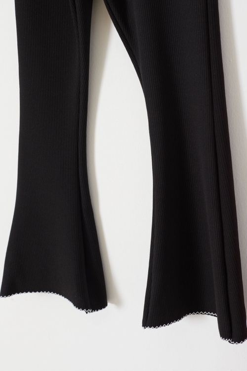 Fitilli Kalp Nakışlı İspanyol Paça Kız Çocuk 2li Tayt Siyah-Pembe 18213