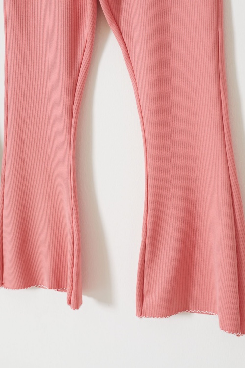 Fitilli Kalp Nakışlı İspanyol Paça Kız Çocuk 2li Tayt Siyah-Somon 18214