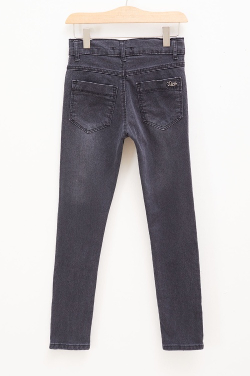 Füme Dar Paça Ayarlanabilir Bel Kız Çocuk Jean Pantolon 17749
