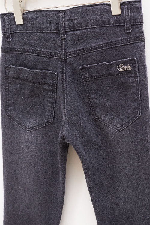 Füme Dar Paça Ayarlanabilir Bel Kız Çocuk Jean Pantolon 17749