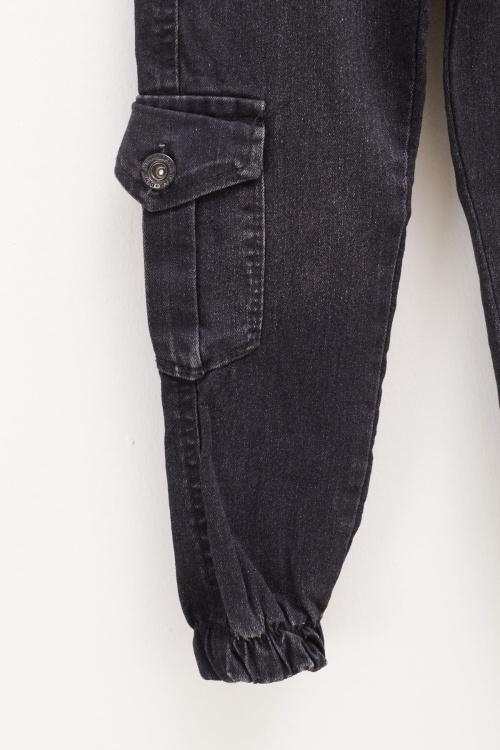 Füme Kargo Cepli Beli Lastikli Erkek Çocuk Jean Pantolon 1-4 Yaş 17753