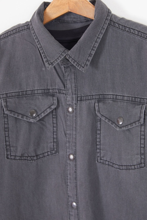 Füme Logolu Tişörtlü Jean Gömlekli Erkek Çocuk 2li Takım 18246