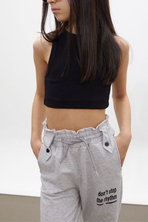 Gri Colorfull Baskılı Beli Lastikli Kız Çocuk Eşofman Altı 17728