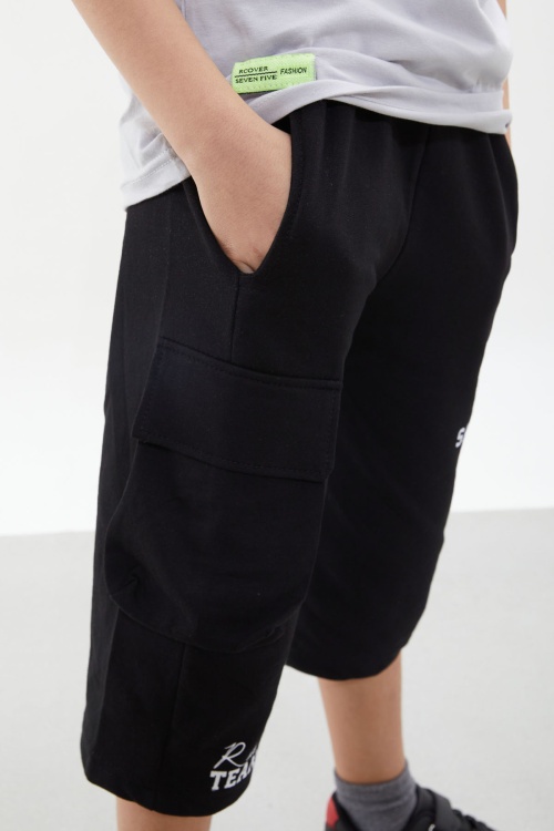 Gri Göğüs Cep Detaylı Erkek Çocuk Kaprili Takım 18076