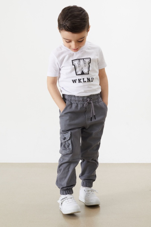 Gri Kargo Cepli Beli Lastikli Erkek Çocuk Jean Pantolon 18405