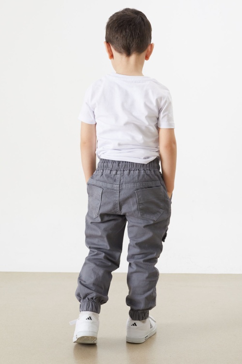 Gri Kargo Cepli Beli Lastikli Erkek Çocuk Jean Pantolon 18405