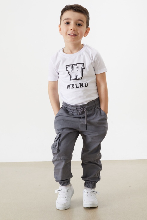 Gri Kargo Cepli Beli Lastikli Erkek Çocuk Jean Pantolon 18405