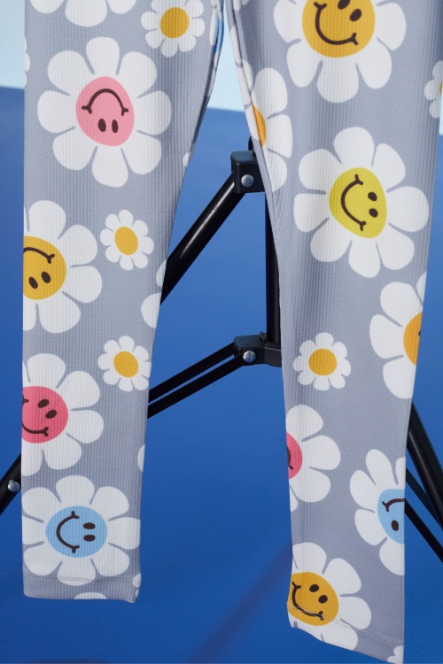 Gri Papatya Baskılı Kız Çocuk Fitilli Tayt 18301