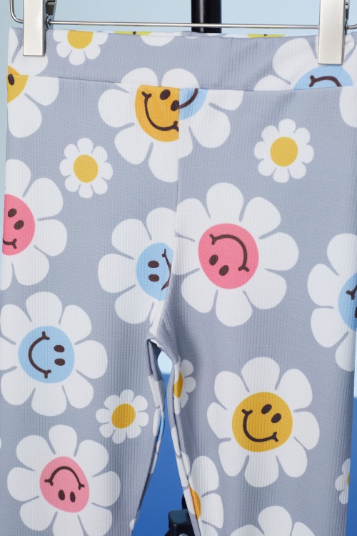 Gri Papatya Baskılı Kız Çocuk Fitilli Tayt 18301