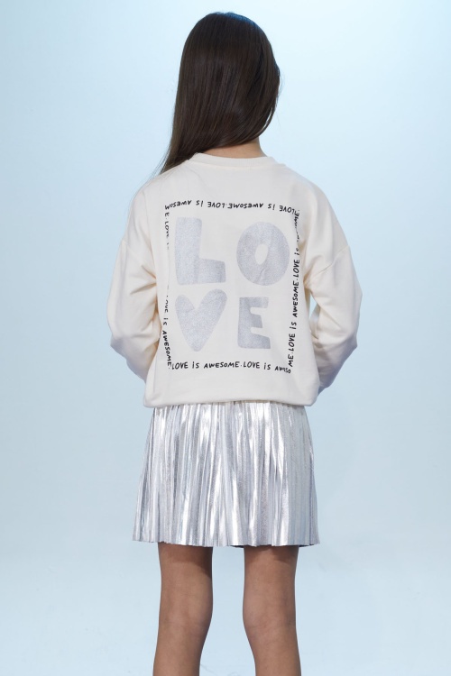 Gri Sırtı Love Yazılı Hologram Etekli Kız Çocuk Badili Takım 18409