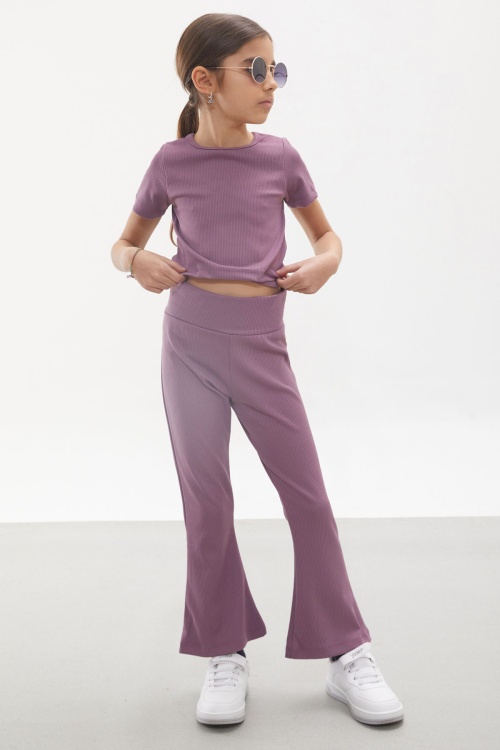 Gül K. İspanyol Paça Taytlı Bel Bağlamalı Croplu Kız Takım 18111