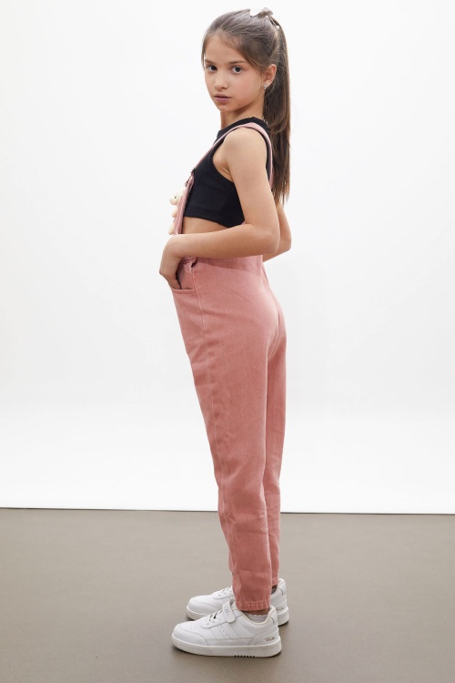 Gül Kurusu Ayıcık Cepli Kız Çocuk Salopet Tulum 18123