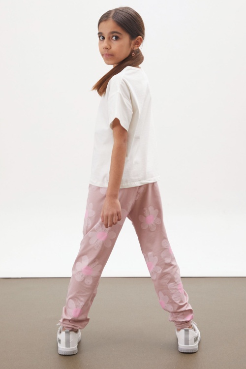 Gül Kurusu Balerin Baskılı Simli Tişörtlü Kız Çocuk Takım 18018